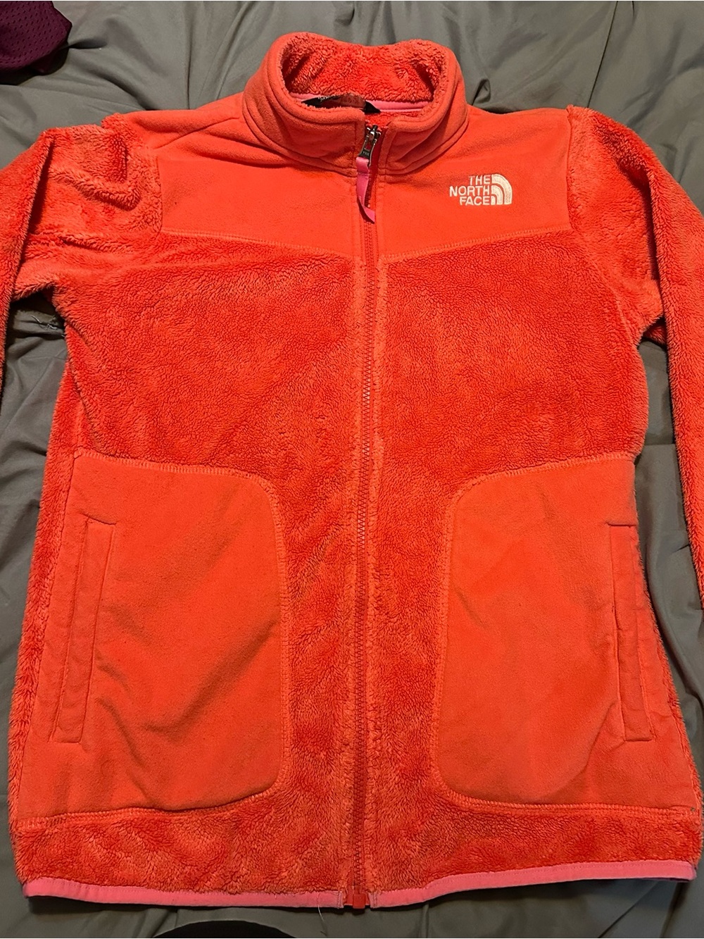 The North Face Girls Orange Full-Zip Fleece Jacket